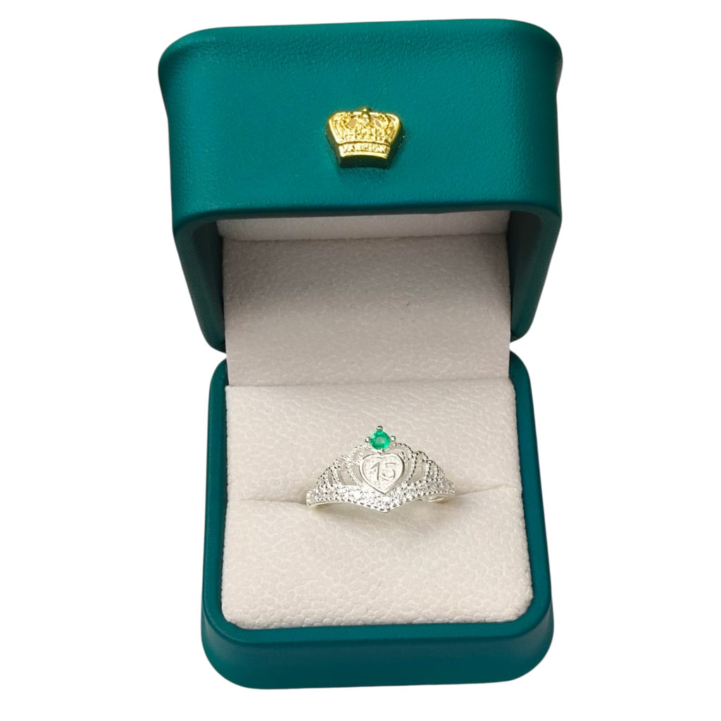 Anillo Argent con Esmeralda Colombiana - 15 Años Colección Luné