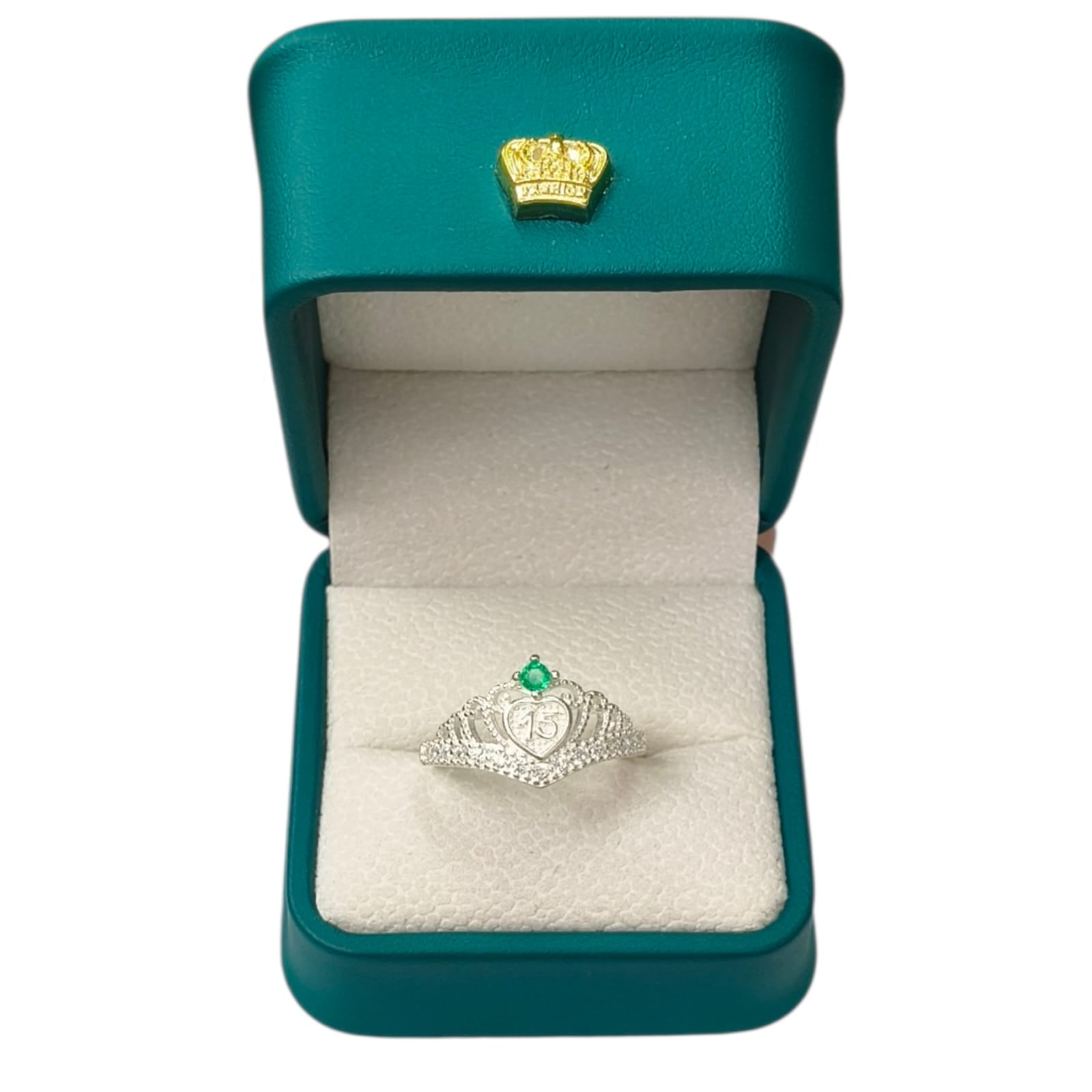 Anillo Argent con Esmeralda Colombiana - 15 Años Colección Luné