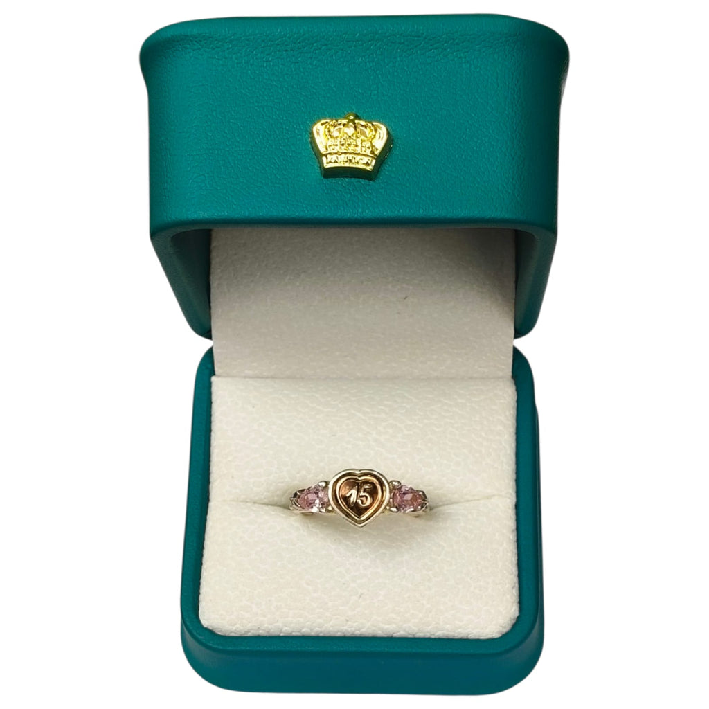 Anillo Oro y Argent con Esmeralda Colombiana - 15 Años Colección Celeste