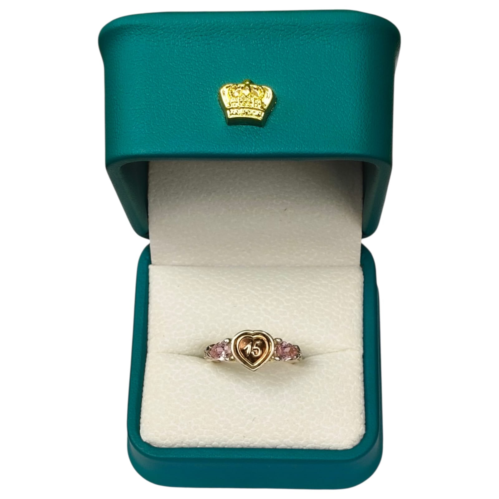 Anillo Oro y Argent con Esmeralda Colombiana - 15 Años Colección Celeste