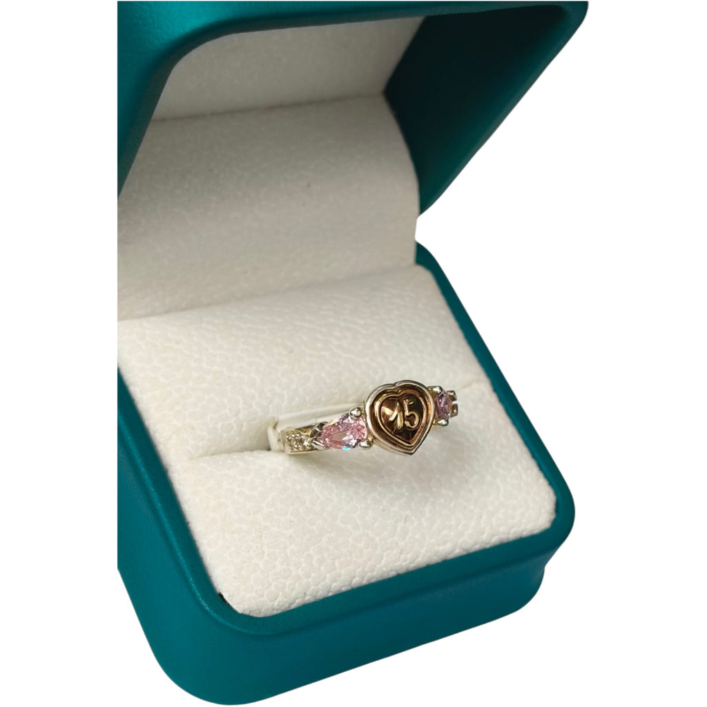 Anillo Oro y Argent con Esmeralda Colombiana - 15 Años Colección Celeste