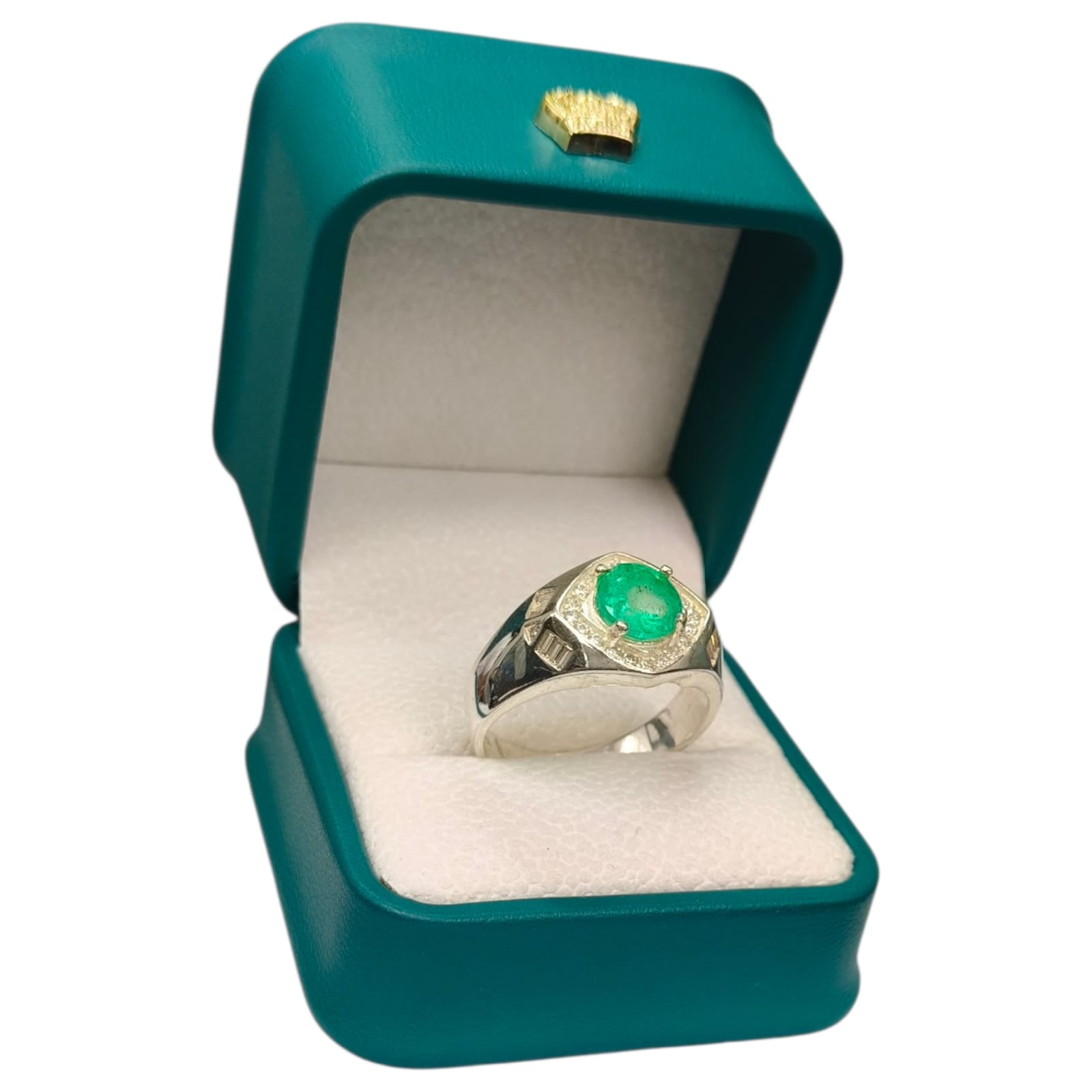 Anillo Argent con Esmeralda Colombiana para Caballero - Colección Forja