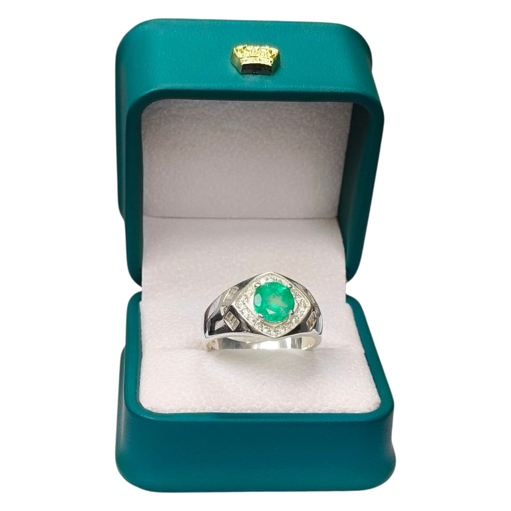 Anillo Argent con Esmeralda Colombiana para Caballero - Colección Forja