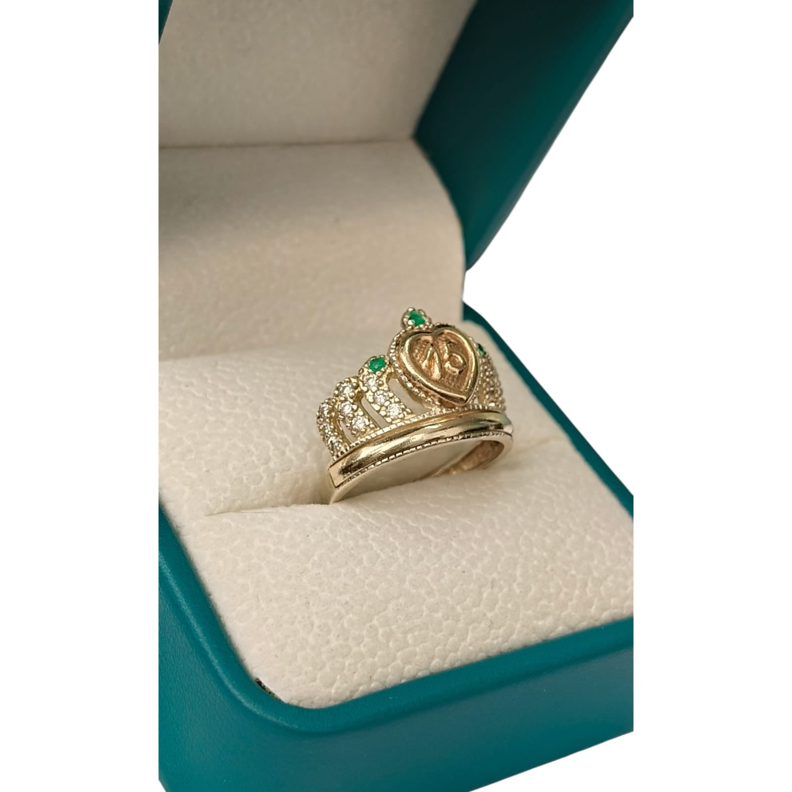 Anillo Oro y Argent con Esmeralda Colombiana - 15 Años Colección Rose
