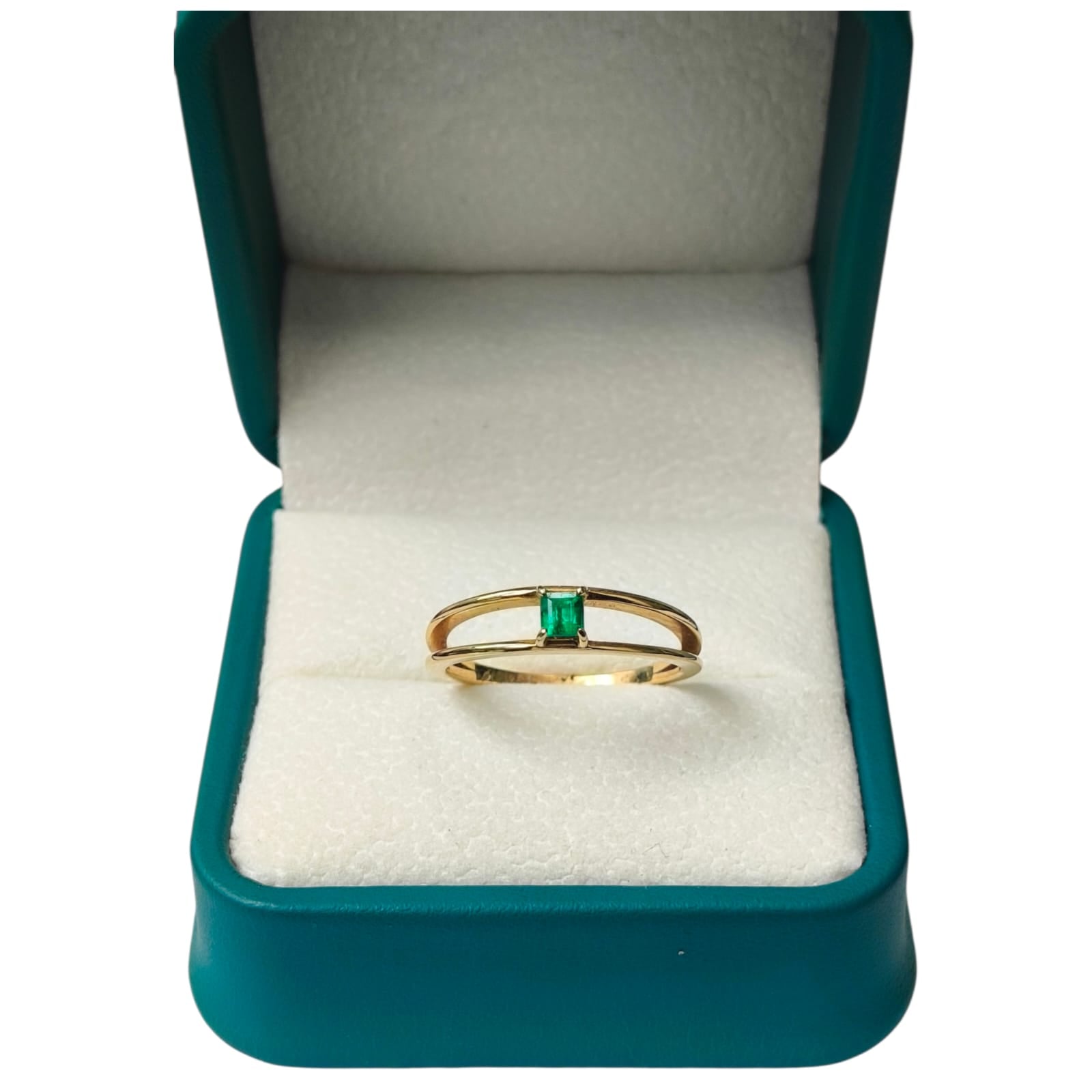 Anillo Oro 18K con Esmeralda Natural Colombiana - Colección Lumière