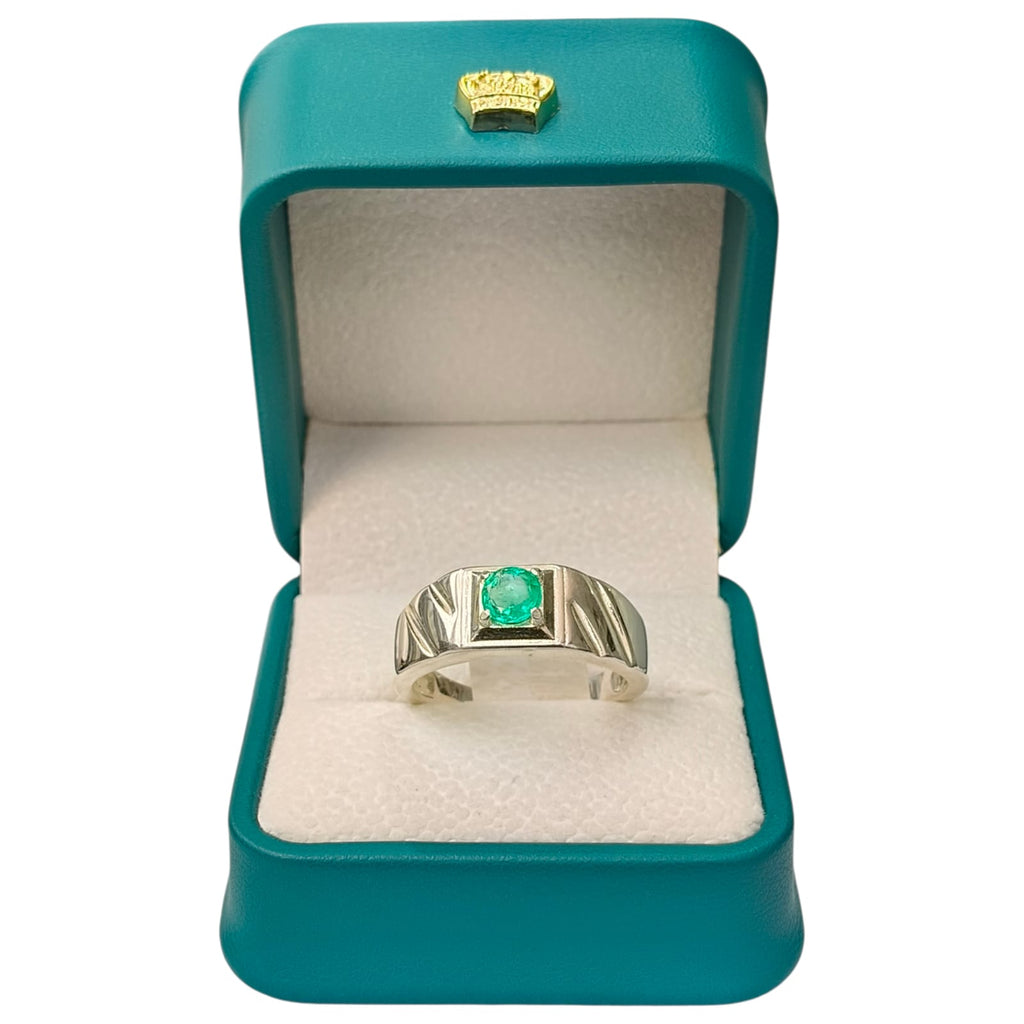 Anillo Argent con Esmeralda Colombiana para Caballero - Colección Crest