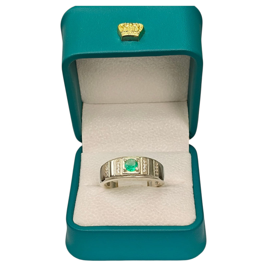 Anillo Argent con Esmeralda Colombiana para Caballero - Colección Ébano