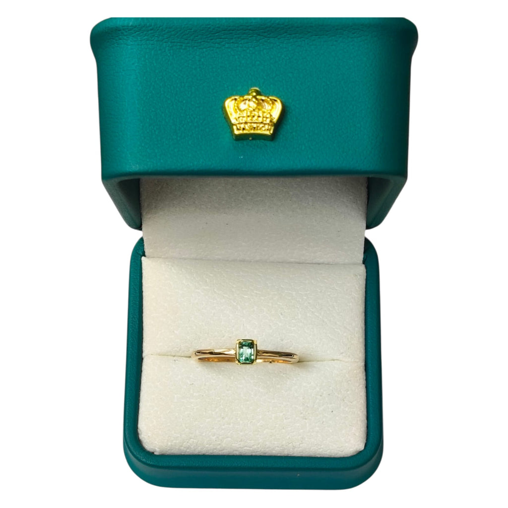 Anillo Oro 18K con Esmeralda Natural Colombiana - Colección Aurora