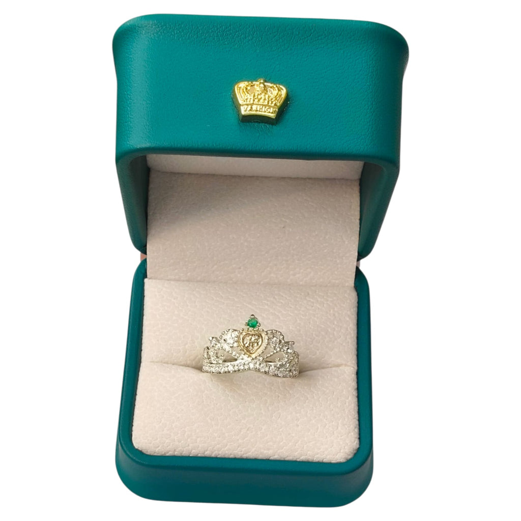 Anillo Oro y Argent con Esmeralda Colombiana - 15 Años Colección Perle