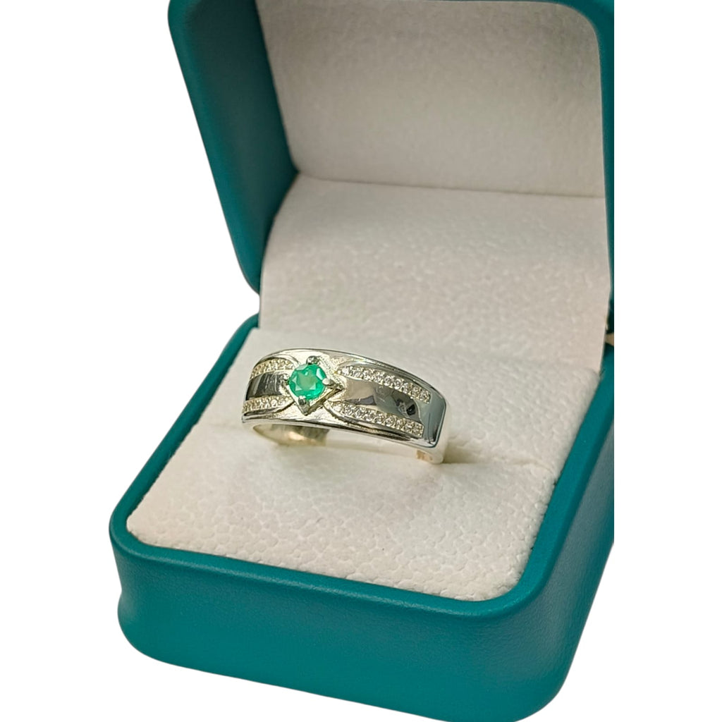 Anillo Argent con Esmeralda Colombiana para Caballero - Colección Maestro