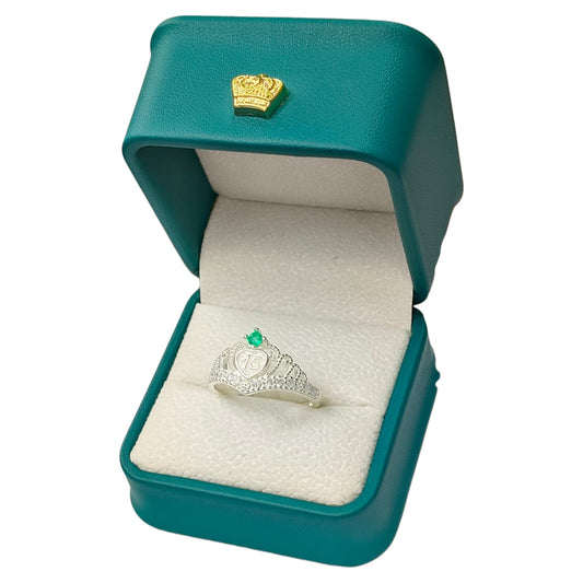 Anillo Argent con Esmeralda Colombiana - 15 Años Colección Luné