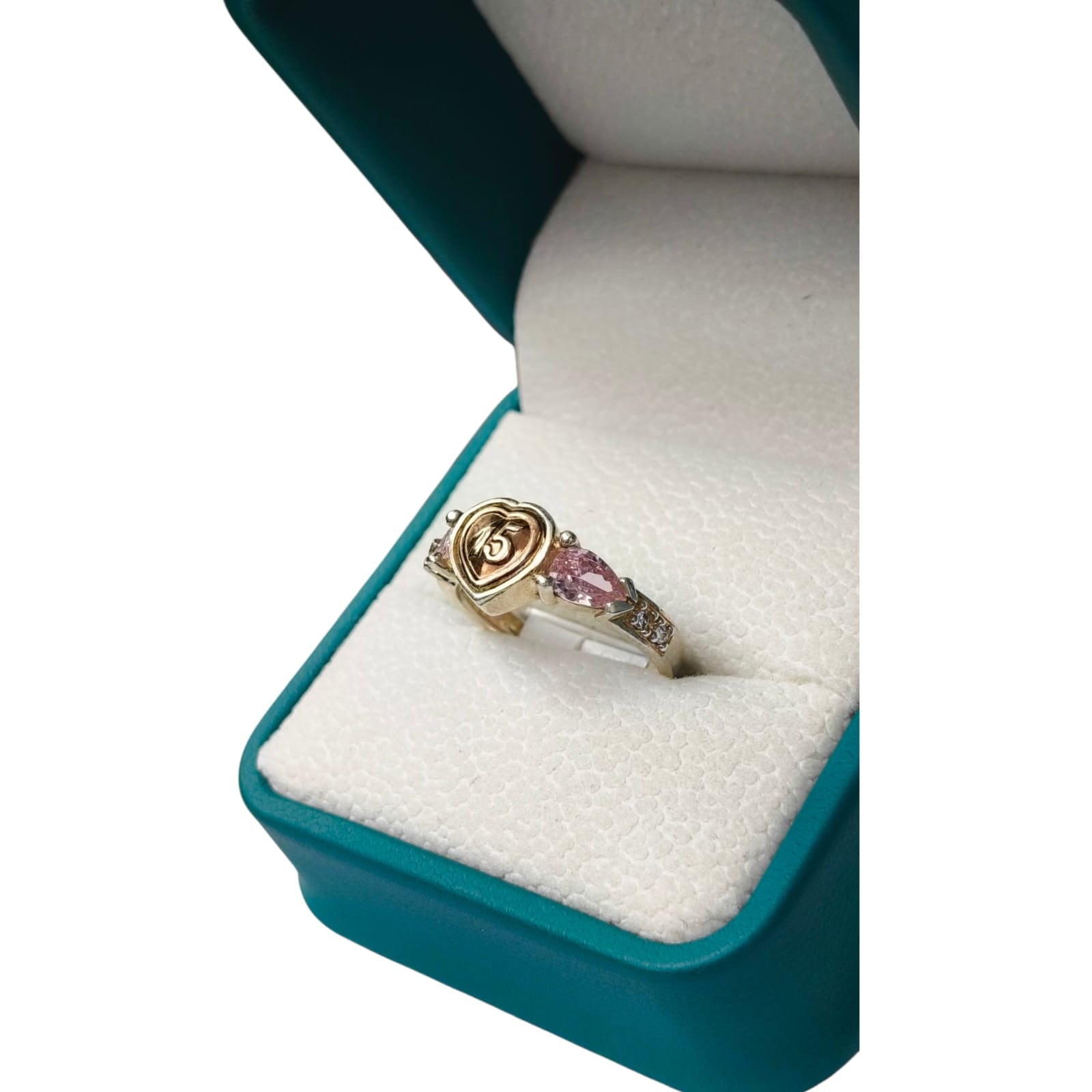 Anillo Oro y Argent con Esmeralda Colombiana - 15 Años Colección Celeste