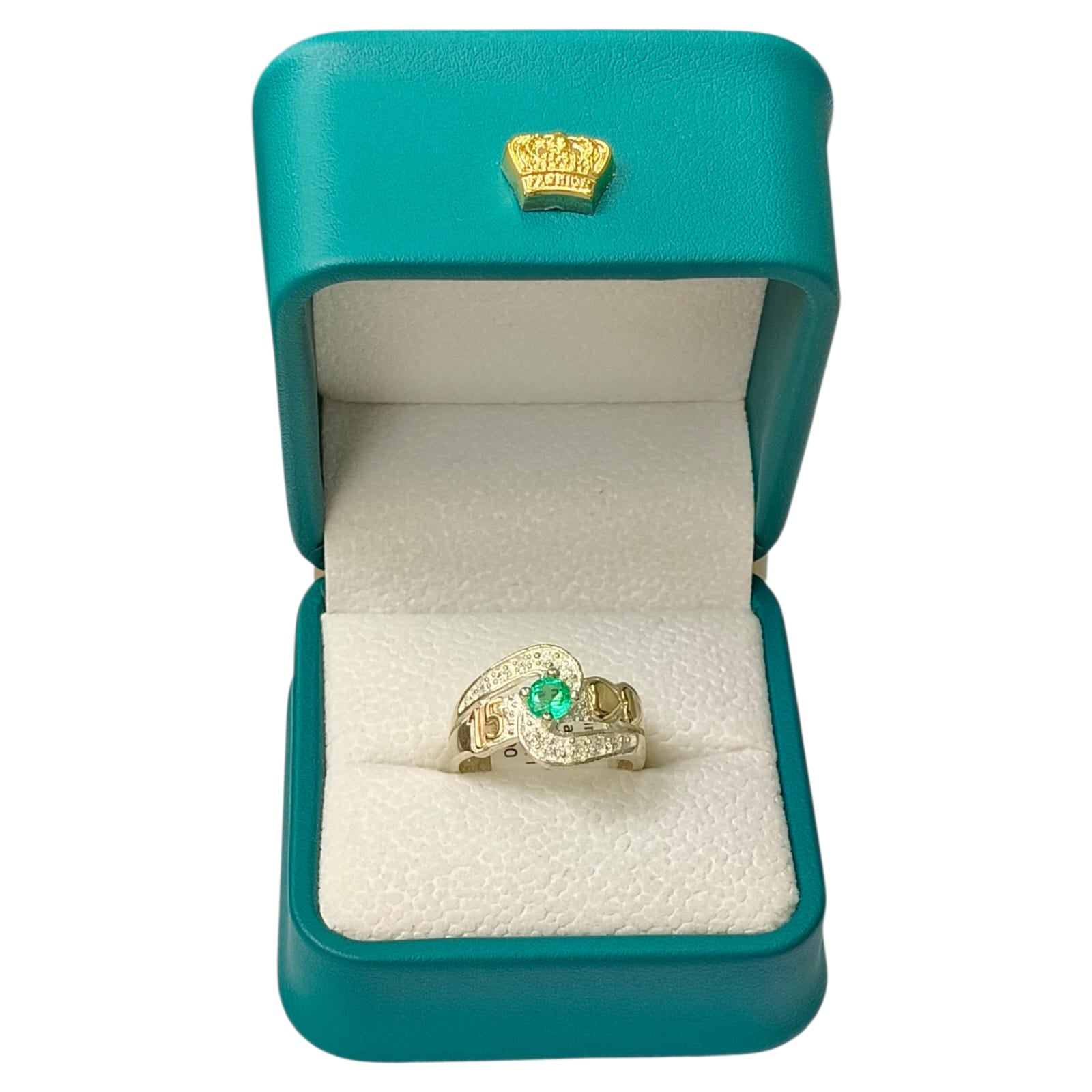 Anillo Oro y Argent con Esmeralda Colombiana - 15 Años Colección Aurora