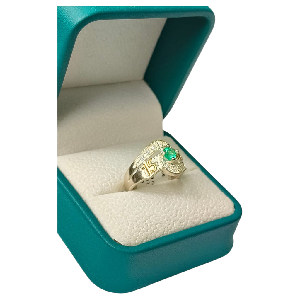 Anillo Oro y Argent con Esmeralda Colombiana - 15 Años Colección Aurora