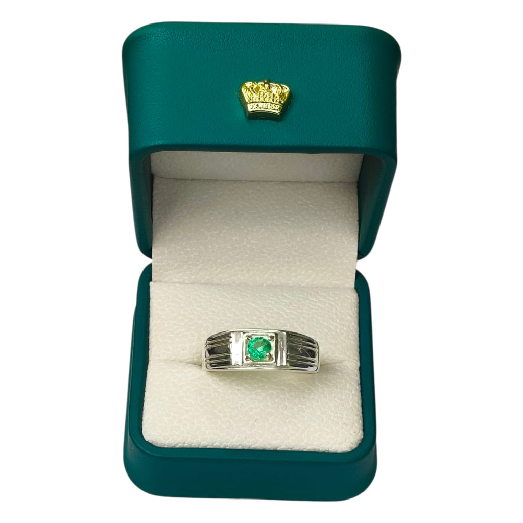 Anillo Argent con Esmeralda Colombiana para Caballero - Colección Escudo