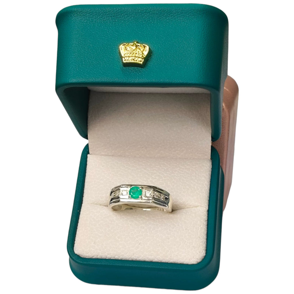 Anillo Argent con Esmeralda Colombiana para Caballero - Colección Roca