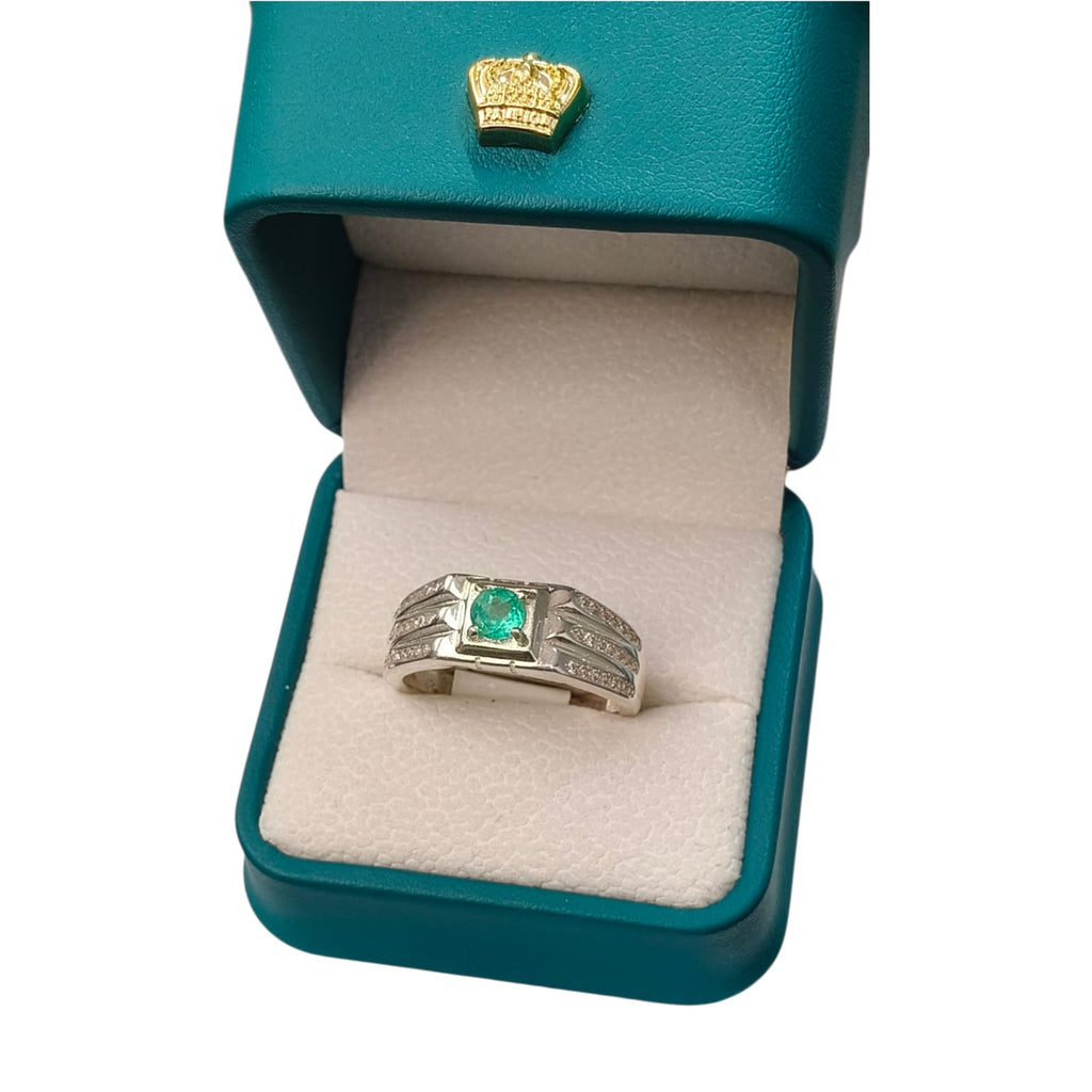 Anillo Argent con Esmeralda Colombiana para Caballero - Colección Pulso