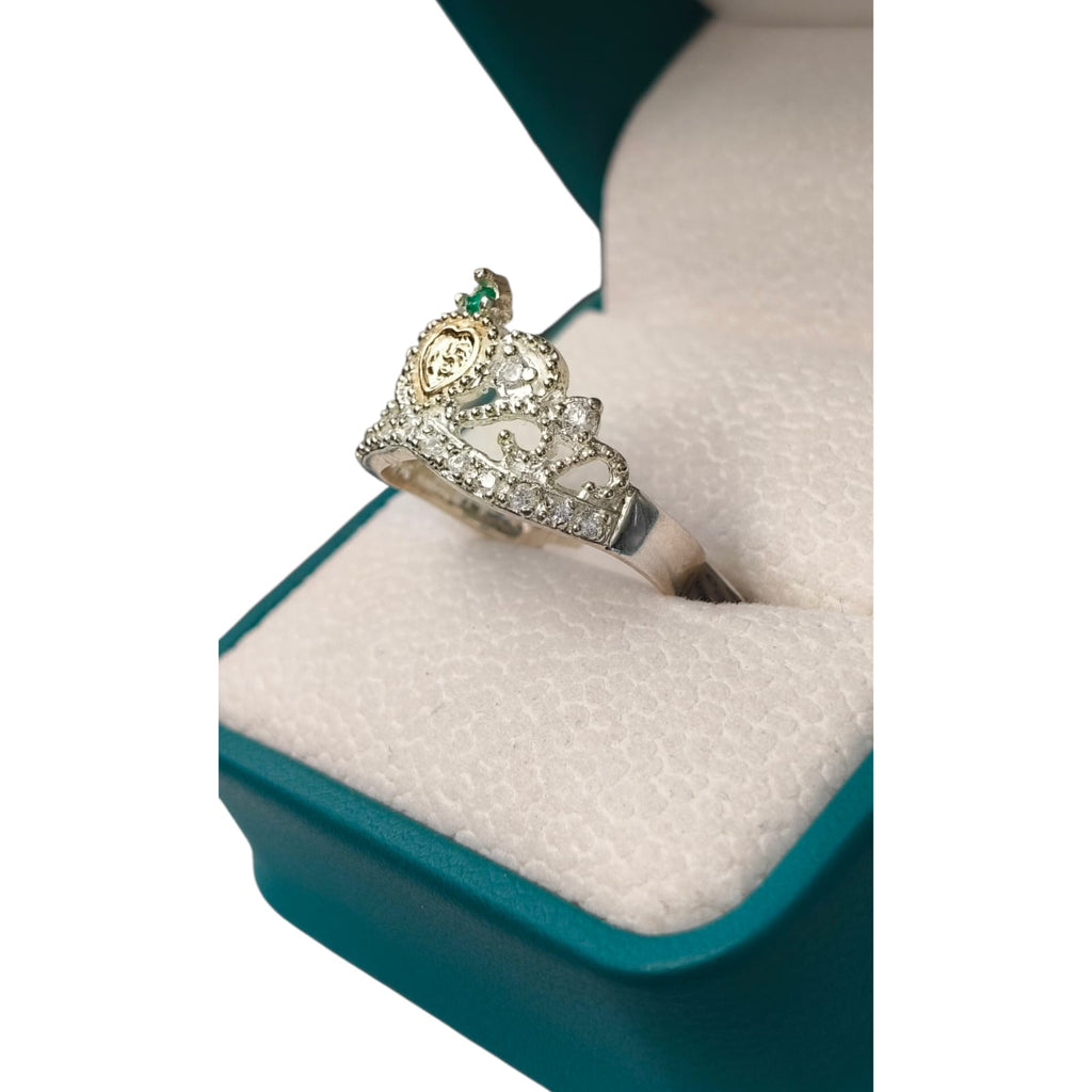 Anillo Oro y Argent con Esmeralda Colombiana - 15 Años Colección Perle