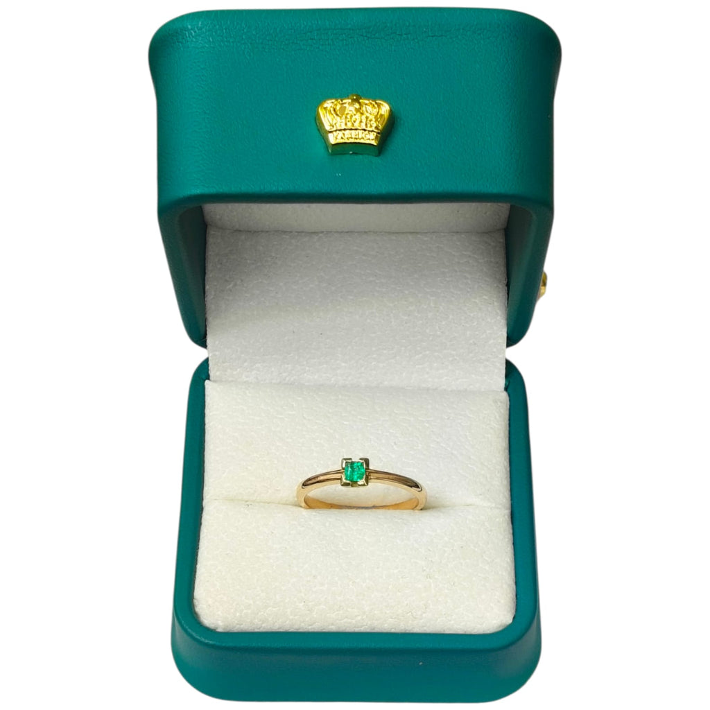 Anillo Oro 18K con Esmeralda Natural Colombiana - Colección Eternité
